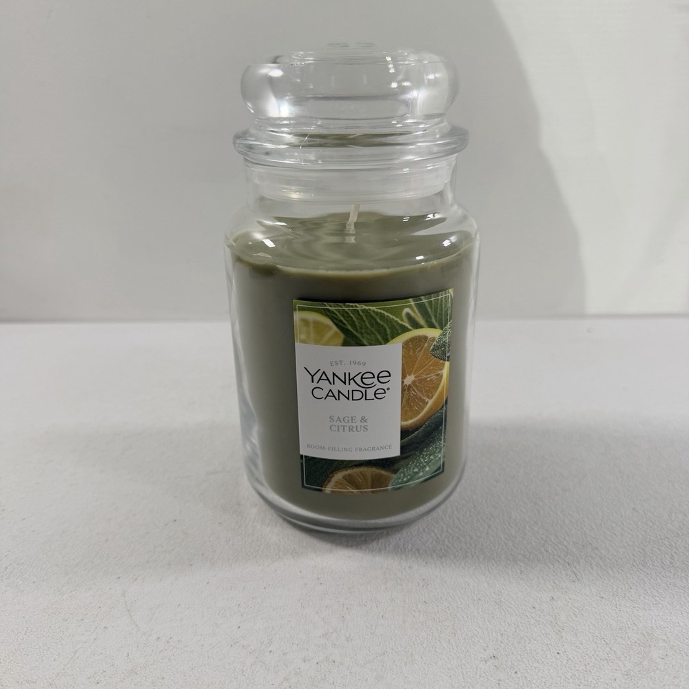 Yankee Candle Sage & Citrus 22 oz Large Glass Jar with Lid Unused New